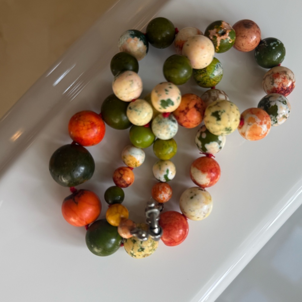 Multicolor Jasper Bead Necklace – Earth Tone Statement Piece - Picture 3 of 6